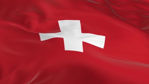 Sventolando Nel Vento Bandiera Loop Come Sfondo Svizzera — Video Stock