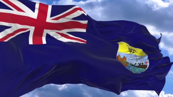 Flaga Macha Wietrze Wobec Niebieski Niebo Wyspy Świętej Heleny — Wideo stockowe