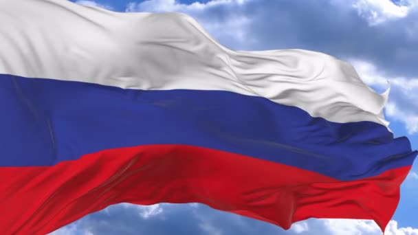 Flaga Macha Wietrze Przeciw Błękitne Niebo Rosji — Wideo stockowe