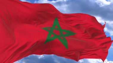 bayrak mavi gökyüzü Fas karşı rüzgarda sallayarak