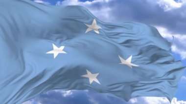 bayrak mavi karşı rüzgarda sallayarak Mikronezya Federe devletler gökyüzü