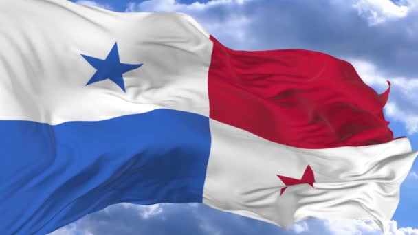 Bandera Ondeando Viento Contra Cielo Azul Panamá — Vídeos de Stock