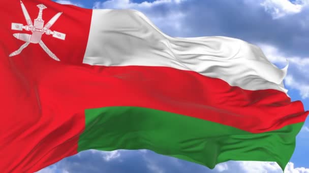 Macha Wietrze Zapętlony Flaga Tle Oman — Wideo stockowe