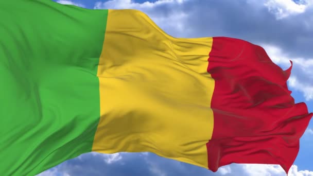 Flaga Macha Wietrze Przeciw Błękitne Niebo Mali — Wideo stockowe