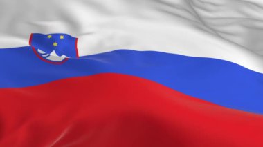 rüzgarda sallayarak bayrak ilmekledi bir arka plan olarak Slovenya