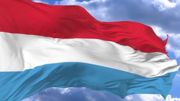 Flaga Macha Wietrze Przeciw Błękitne Niebo Luksemburg — Wideo stockowe