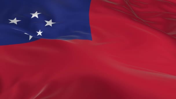 Vlag Zwaaien Wind Lus Als Achtergrond Samoa — Stockvideo