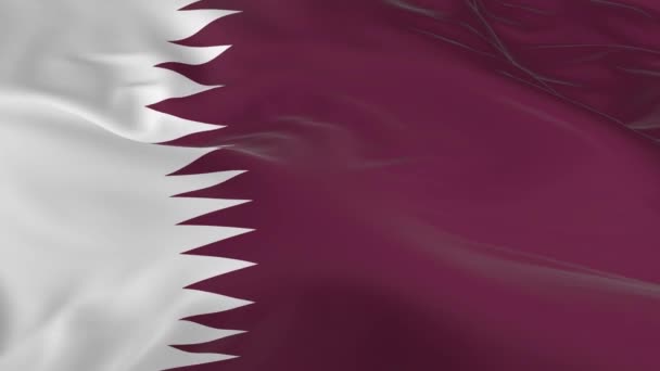 Waving Wind Looped Flag Background Qatar — Stock Video
