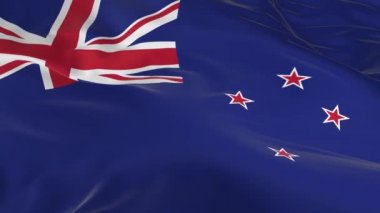 rüzgarda sallayarak bayrak ilmekledi bir arka plan olarak Yeni Zelanda