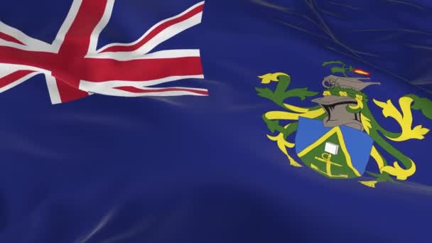 Integetett Szél Végtelenített Zászló Háttérben Pitcairn Szigetek — Stock videók