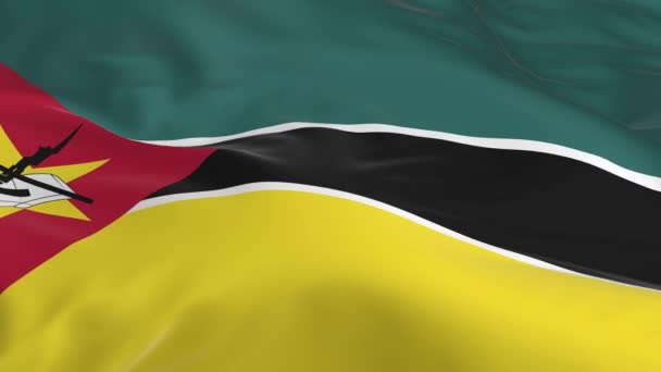 Agitant Dans Vent Drapeau Boucle Comme Fond Mozambique — Video