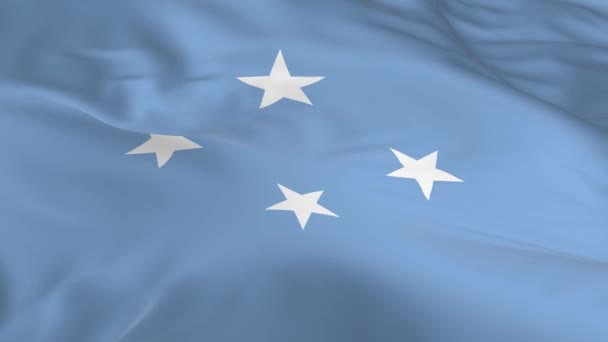 Sventolando Nel Vento Batteva Bandiera Come Sfondo Micronesia Stati Federati — Video Stock