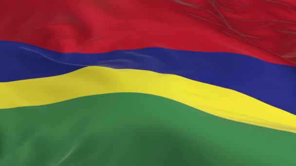 Vlag Zwaaien Wind Lus Als Achtergrond Mauritius — Stockvideo