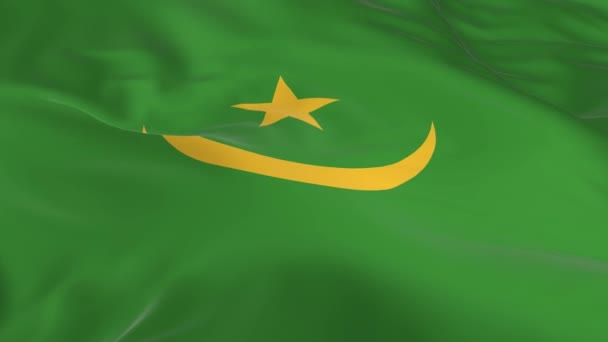 Sventolando Nel Vento Batteva Bandiera Come Sfondo Mauritania — Video Stock