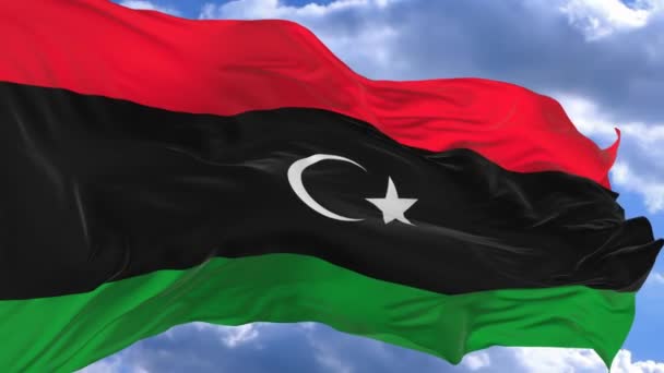 Zászló Integet Szélben Kék Líbia Ellen — Stock videók