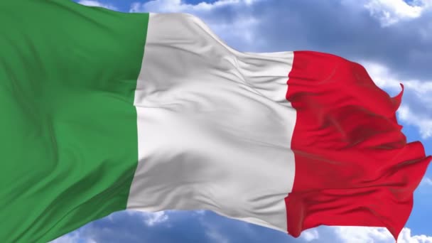 Flaga Macha Wietrze Przeciw Błękitne Niebo Włochy — Wideo stockowe