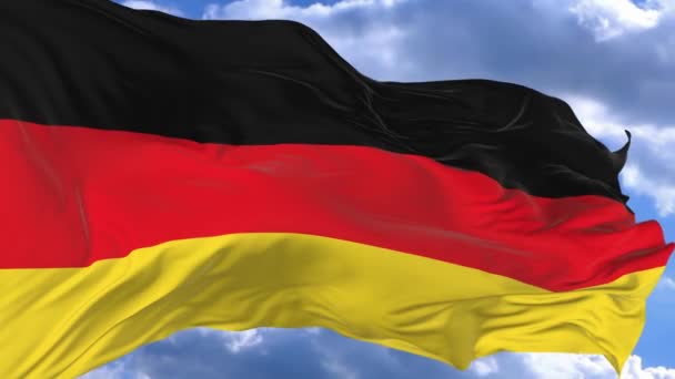 Bandera Ondeando Viento Contra Cielo Azul Alemania — Vídeo de stock