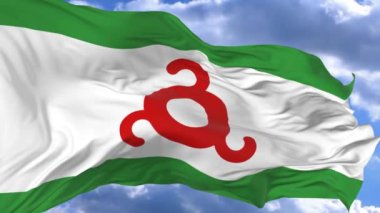 bayrak mavi gökyüzü İnguşetya karşı rüzgarda sallayarak