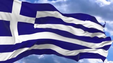bayrak mavi gökyüzü Yunanistan karşı rüzgarda sallayarak