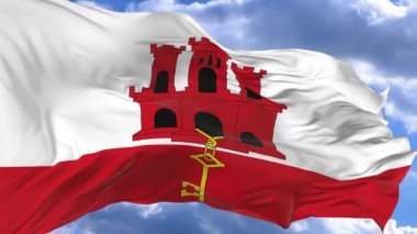 bayrak mavi gökyüzü Gibraltar karşı rüzgarda sallayarak