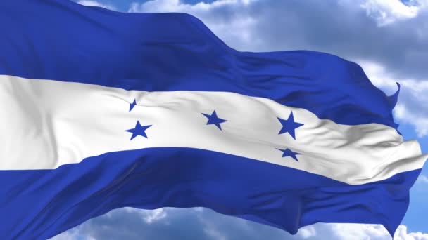 国旗挥舞着在风对蓝天洪都拉斯 — 图库视频影像