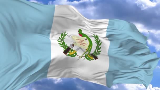 Drapeau Agitant Dans Vent Contre Ciel Bleu Guatemala — Video