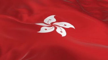 rüzgarda sallayarak bayrak ilmekledi bir arka plan olarak Hong Kong