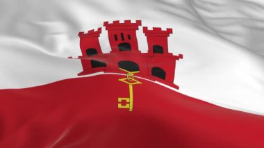 rüzgarda sallayarak bayrak Gibraltar arka plan olarak ilmekledi