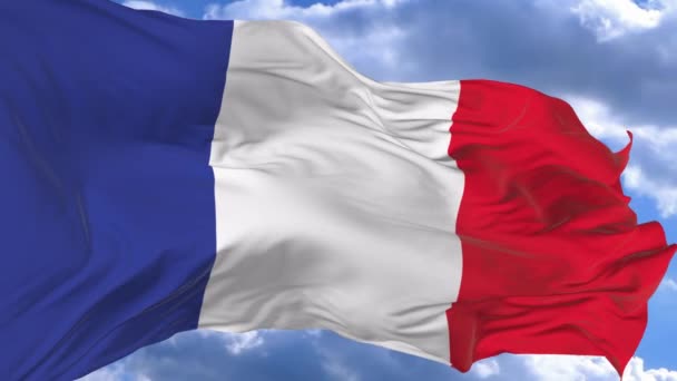 Flaga Macha Wietrze Wobec Niebieski Niebo Francja — Wideo stockowe
