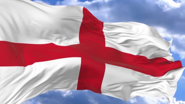 Bandera Ondeando Viento Contra Cielo Azul Inglaterra — Vídeo de stock