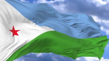 bayrak mavi gökyüzü Cibuti karşı rüzgarda sallayarak