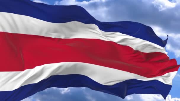 Bandeira Acenando Vento Contra Céu Azul Costa Rica — Vídeo de Stock