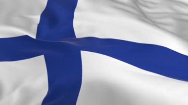 rüzgarda sallayarak bayrak ilmekledi bir arka plan olarak Finlandiya