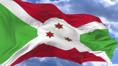 bayrak mavi gökyüzü Burundi karşı rüzgarda sallayarak