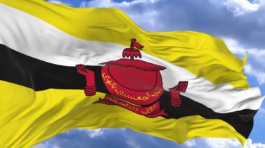 rüzgara karşı mavi gökyüzü Brunei içinde sallayarak bayrak