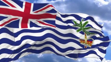 Britanya Hint Okyanusu Toprakları bayrak mavi karşı rüzgarda sallayarak gökyüzü