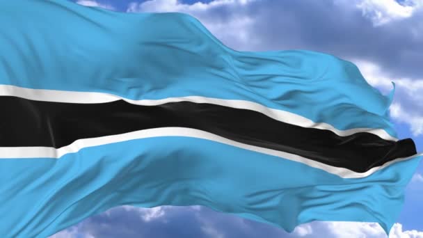 Vlag Zwaaien Wind Tegen Blauwe Hemel Botswana — Stockvideo