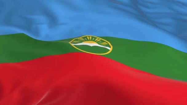 Ondeando Viento Ondeó Bandera Como Fondo Karachay Cherkessia — Vídeo de stock