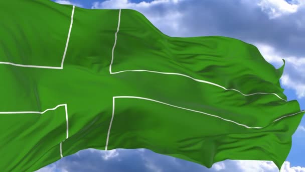 国旗在风中飘扬对蓝天拉多尼亚 — 图库视频影像