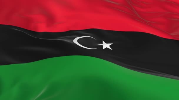 Розмахуючи Вітрі Петельні Прапор Фон Лівії — стокове відео