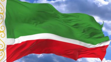 bayrak mavi karşı rüzgarda sallayarak Çeçen Cumhuriyeti gökyüzü