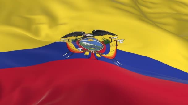 Ondeando Viento Ondeó Bandera Como Fondo Ecuador — Vídeos de Stock