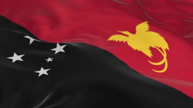 rüzgarda sallayarak bayrak ilmekledi bir arka plan olarak Papua Yeni Gine