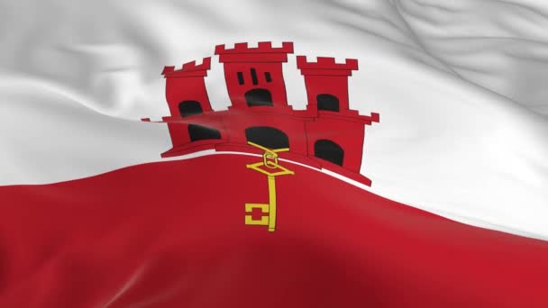Waving Wind Looped Flag Background Gibraltar — Stock Video