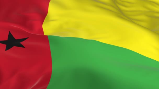 Размахивая Ветру Петельным Флагом Качестве Фона Гвинея Бисау — стоковое видео