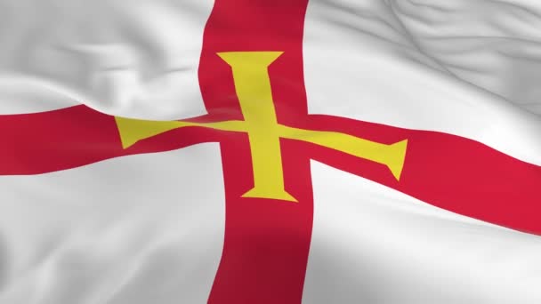 Vlag Zwaaien Wind Lus Als Achtergrond Guernsey — Stockvideo