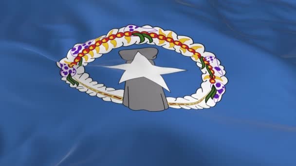 Размахивание Флагом Петлей Ветра Фоне Северных Марианских Островов — стоковое видео
