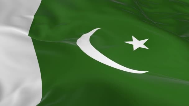 Sventolando Nel Vento Sventolato Bandiera Come Sfondo Pakistan — Video Stock