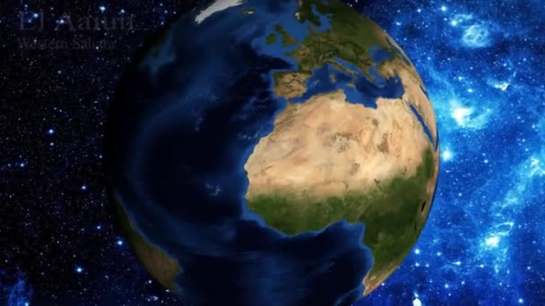 Zoom Avant Depuis Espace Focus Sur Sahara Occidental Laayoune — Video