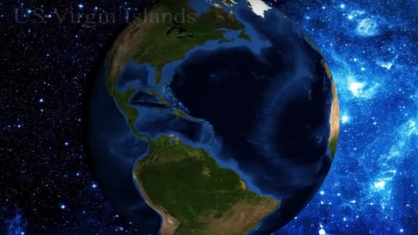 zoom avant depuis l'espace et se concentrer sur les îles Vierges américaines 